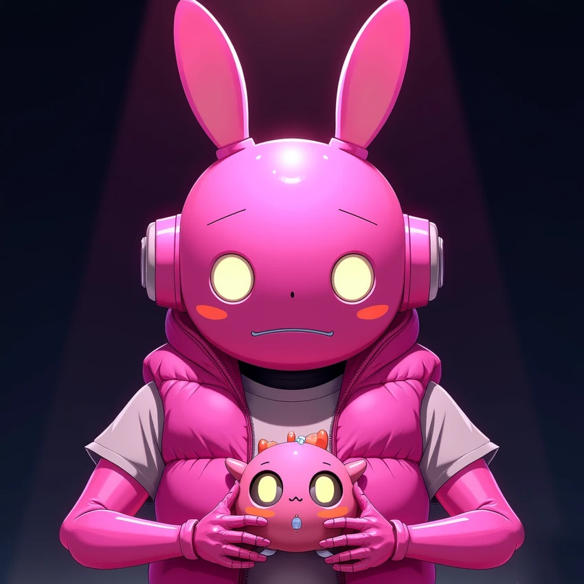 Pink robotic rabbit